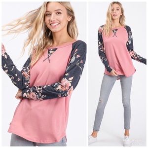 So Soft floral contrast sleeve sweatshirt